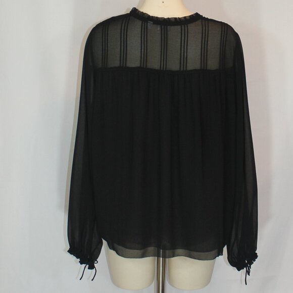 Wilfred Aritzia long sleeve black sheer ruffle collar blouse size large - Picture 5 of 8